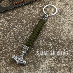Viking Keychain Mjolnir Hammer Car Key Ring Survival Paracord Rope Men Pendant - Picture 1 of 20