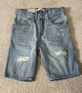 Levis 511 Slim Jean Shorts New w Tags Size 5 Youth Denim MSRP $42 Blue Distress - Picture 1 of 3