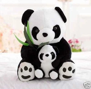 Juguete suave de peluche de 16" (40 cm) de altura PANDA Bears mamá y bebé con bambú de seda - Imagen 1 de 4