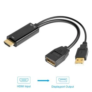 HDMI Displayport Adapter HDMI to Displayport Cable USB 2.0 for Monitor HDTV - Picture 1 of 9