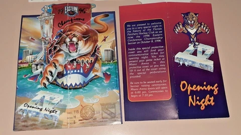 1996 FLORIDA PANTHERS vs. NEW YORK RANGES OPENING NIGHT TICKETS "PAIR" FREE USPS Cover