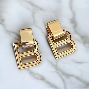 Nuevos Pendientes B Tono Dorado Colgantes Gota Joyería de Moda - Imagen 1 de 4
