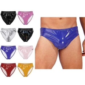 Bikini uomo lucido metallizzato pelle verniciata slip rigonfiamento marsupio mutandine intimo - Foto 1 di 100