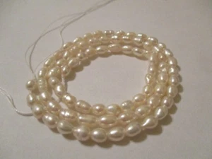 4 ~ 14,5" pulgadas hilo 5 x3 mm perlas blancas APB - Imagen 1 de 5