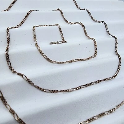 Collar de plata de ley 925 LARGO DNT cadena Figaro 30" Ag 22266 Foto 1 de 4