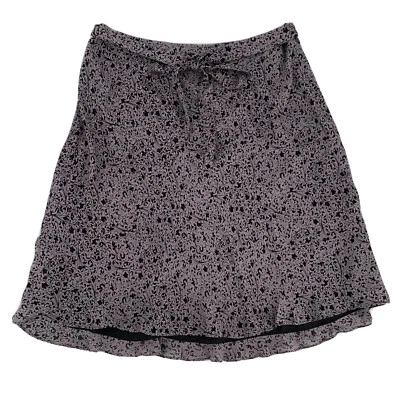 Falda Sundance Línea A 14 Negra Gris Floral Hasta la Rodilla Baile Romántico Seda $158 Foto 1 de 4