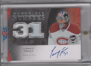 2007-08 Honorable Numbers Auto Carey Price Auto /31 Montreal Canadiens #HN-CP