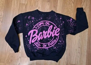 Hanes Ecosmart Black Pink Barbie Long Sleeve Pullover Fleece Sweater Size 2-4 - Picture 1 of 7