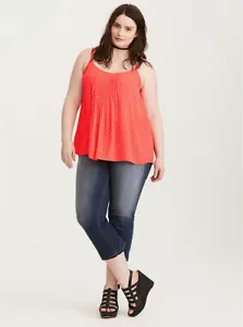 NEU MIT ETIKETT TORRID ORANGE GEPUNKTETES BIESEN GEORGETTE TRÄGERTOP GRÖSSE 1... WOW!!! - Bild 1 von 3