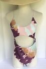 Women’s One Piece Misguided Swimsuit Size 8 Multi  Peek A Boo Tummy New With Tag