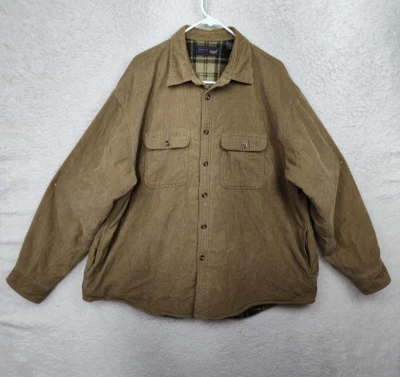 Arrow Blue Jean Co Men Jacket Extra Large Green Corduroy Linen Long Sleeve Butto - Image 1 of 4