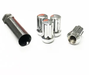 4 Pc Chrome Short Spline 14x1.5 Truck Locking Lug Nuts Chevy Gmc Toyota Cadillac - Picture 1 of 4