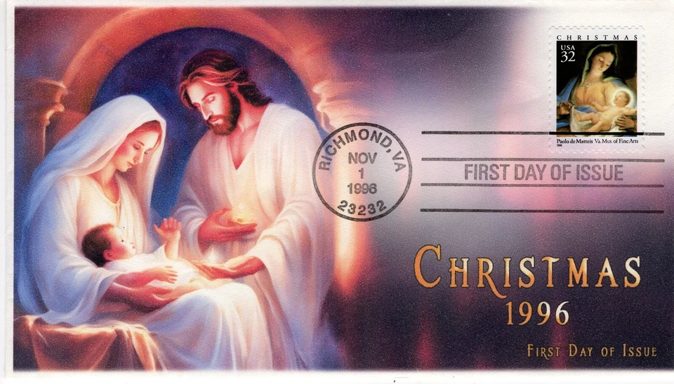 AO-3107-1,1996, Madonna and Child, Richmond VA,  Add On Cachet, First Day Cover, - Image 1 of 1