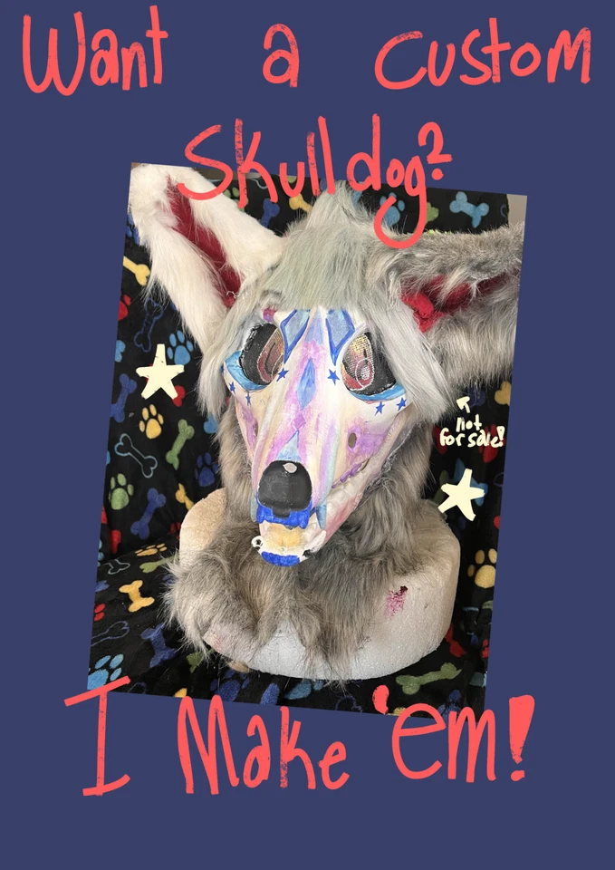 Skulldog fursuit Head Commissions (0/4 插槽) 骷髅狗服装 — 第 1/4 张图片