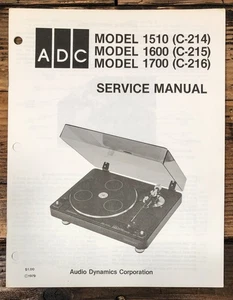 ADC Model 1510 1600 1700 Record Player / Turntable Service Manual *Original* - Picture 1 of 1