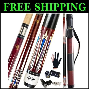 Professional 58” Pool Cue Stick Set: Selectable Weight & Designer Leather Case - Picture 1 of 8