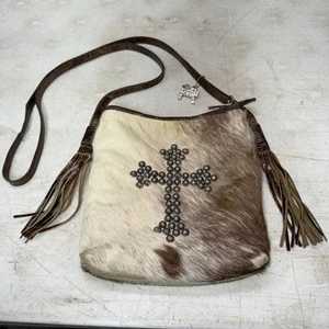 raviani cowhide purse with cross and stones - Picture 1 of 8