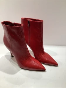 Antonio Melani Gaby CrocEmbossed Leather Point Toe Heel Boots Wmns Size 9.5M New - Picture 1 of 7
