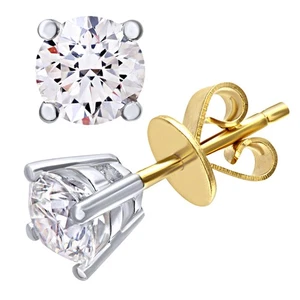 18ct Gold Jewelco London Round 1ct Diamond Solitaire Stud Earrings - Picture 1 of 4