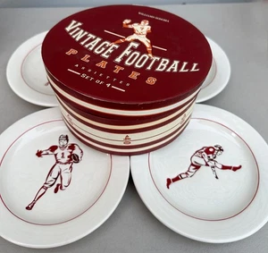 Williams-Sonoma Vintage Football Snack Dessert Salad 7-1/8” Plates Set of 4 - Picture 1 of 3