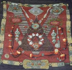 Hermes 140cm “Tibet” 1999 sheer silk extra large 140cm shawl by Caty Latham - Picture 1 of 7