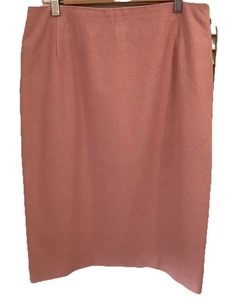 Vintage 80s Designer Jaeger salmon pink pencil skirt  Wool Angora Blend Size 14 - Picture 1 of 8