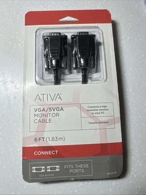 Ativa VGA/SVGA Monitor Extension Cable 10 Ft. Connect - Item Number 828-470 NEW - Image 1 of 2