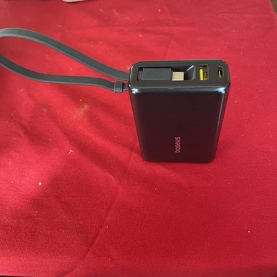 Baseus Power Bank 10000mAh 45W 3-Output Portable Charger. (Built In Cord) WORKS! - Image 1 of 4