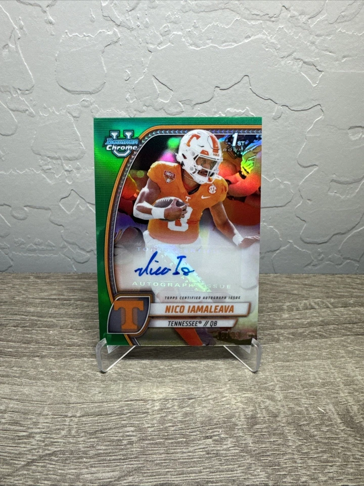 2024 Bowman Chrome University Nico Iamaleava Green Refractor Auto /99 #PA-NIA - Image 1 of 1