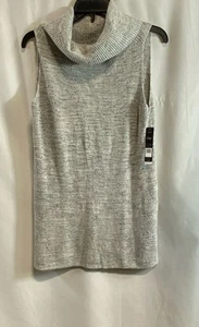 NWT NIC + Zoe Womens Gray Heather Turtleneck Sleeveless Pullover Sweater Size PM - Picture 1 of 5