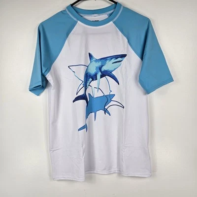 Camisa de manga corta Land's End para niños talla XL 14-16 Husky Rash Guard tiburón Foto 1 de 4