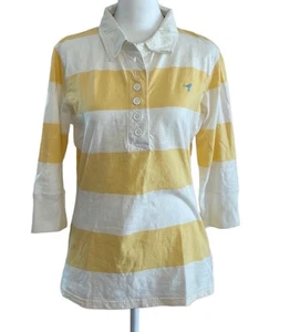 WWS Authentic Damen Poloshirt gestreift 3/4 Arm gelb weiß Größe M Freizeit - Bild 1 von 11