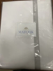 Matouk "Lowell" Queen flaches Blatt in weiß mit Silberband - Bild 1 von 4
