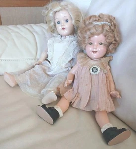 Vintage 1930er Shirley Temple Komposition Puppe Original rosa Kleid Knopf 17" - Bild 1 von 16