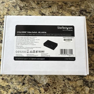 StarTech VS221HD20 2 Port HDMI 2.0 4K Video Switch Box IR Switcher 4K UHD HDCP - Picture 1 of 4