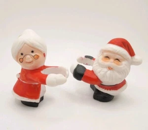 Vintage Weihnachtsmann Frau Claus Kerze Umarmungen Weihnachten Keramik - Bild 1 von 7