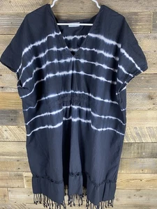 Catherines Damen Größe 4X? 59" Büste Boho schwarz Tie Dyed Top mit Quasten - Bild 1 von 9