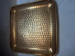 Vintage 13.5” -hammered Solid Copper Square Tray W/Rounded Corners (from India) - Picture 1 of 14