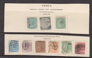 INDIA - 1860-67 FRANCOBOLLI QEII SELEZIONATI 9V - USATI INCERNIERATI SU PAGINA ALBUM RITAGLIATA - Foto 1 di 1