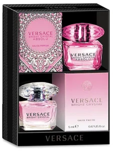 VERSACE Women's Bright Crystal & Bright Crystal Absolu Mini Set - 5ml + 5ml E/P - Picture 1 of 3