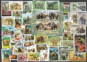 ELEFANTEN AUF BRIEFMARKEN 50 ALLE VERSCHIEDENE SAMMLUNG 13.3.25 - Bild 1 von 1