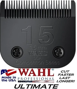 Wahl ULTIMATE COMPETITION Serie #15 LAMA 3/64"-1,5mm*ADATTA Clipper Oster A5,A6 - Foto 1 di 1