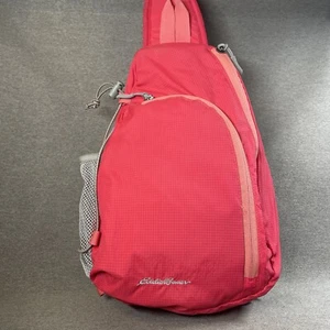 Eddie Bauer Sling Crossbody Bag Nylon Daypack Shoulder Purse Pink Zip Travel - Picture 1 of 14
