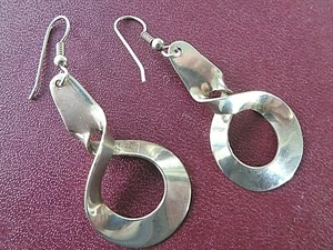 Pendientes Colgantes Modernistas De Plata Esterlina Mexicana Grandes MEXICO - Imagen 1 de 6