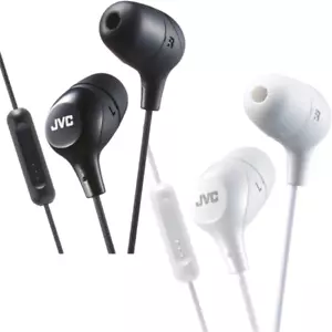 JVC HAFX38M MARSHMALLOW IN-EAR HEADPHONES W/ REMOTE & MIC - BLACK WHITE HA-FX38M - Picture 1 of 10