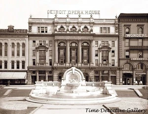 Detroit Opera House and Palmer Fountain, Detroit - 1906 - Historic Photo Print - Picture 1 of 1
