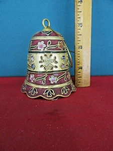 278. CLOISENNE Christmas Ornament Holiday Bell Maroon with Green Interior - Picture 1 of 5