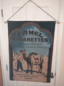 Rare 42" VTG Camel Cigarettes Turkish/Domestic Blend Wall Hanging Tapestry Flag - Picture 1 of 2