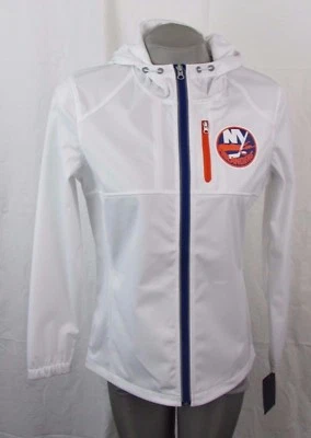 Chaqueta cortavientos New York Islanders para mujer S cremallera completa con capucha, blanca NHL  Foto 1 de 4