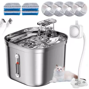 Stainless Steel Electric Pet Water Fountain Dog/Cat Drinking Automatic Dispenser - Picture 1 of 11